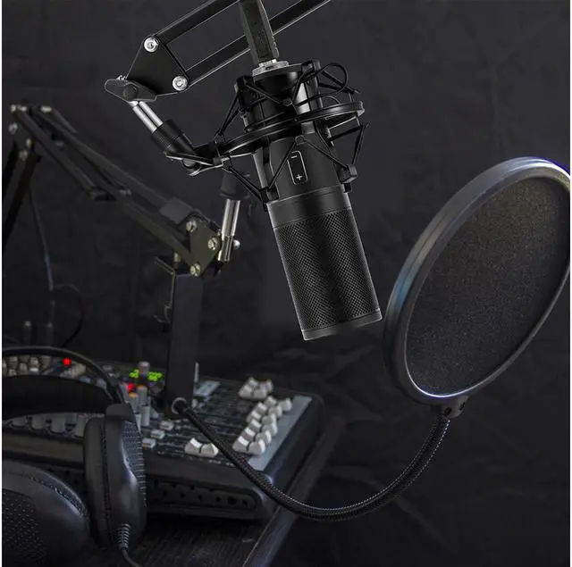 Alt view image 7 of 7 - Professional Studio Broadcasting & Recording Microphone Set PC Microphone Kit with Shock Mount USB Cable for PC Studio Recording Podcasting Youtube Karaoke