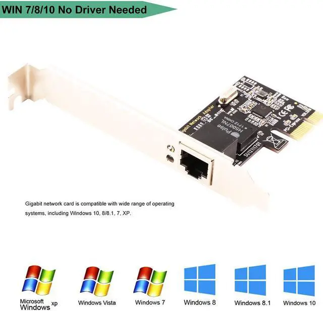 Alt view image 2 of 6 - 8111F PCI-E Gigabit Network Adapter, PCI Express Network Card Gigabit Ethernet LAN Card 10/100/1000 Mbps for Windows 10/8.1/8/7/XP