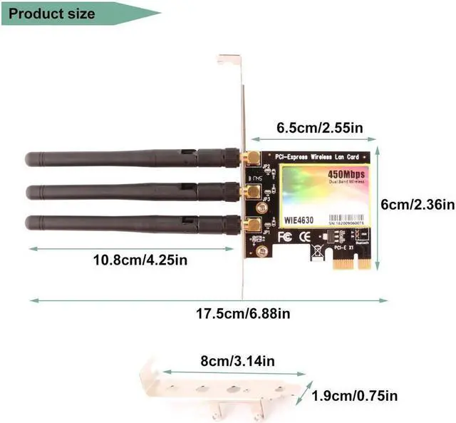 Alt view image 4 of 7 - WiFi Card AP 11N 450Mbps Network Card,Wireless WiFi PCIe Network Adapter Card,5GHz/2.4GHz Dual Band PCI Express Network Card,with 3×3.5dBi High Gain Antenna for Desktop PC