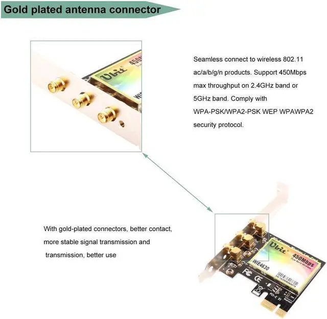 Alt view image 3 of 7 - WiFi Card AP 11N 450Mbps Network Card,Wireless WiFi PCIe Network Adapter Card,5GHz/2.4GHz Dual Band PCI Express Network Card,with 3×3.5dBi High Gain Antenna for Desktop PC