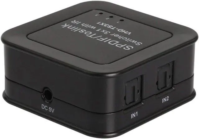 Main image of SPDIF/Toslink Digital Optical Audio Switch, 3x1 Audio Switcher Box 3 Input 1 Output with IR Remote Support 5.1CH PCM2.0 DTS Dolby-AC3