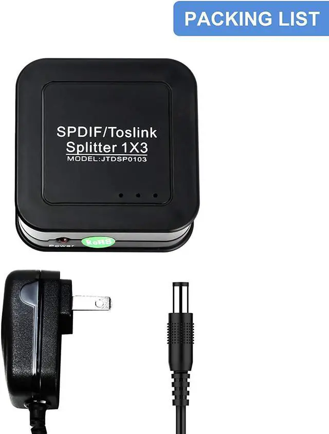 Alt view image 3 of 6 - Digital Optical Toslink Splitter 1 in to 3 Out Powered Amplifier Supports 5.1CH/ LPCM2.0/ DTS/Dolby-AC3