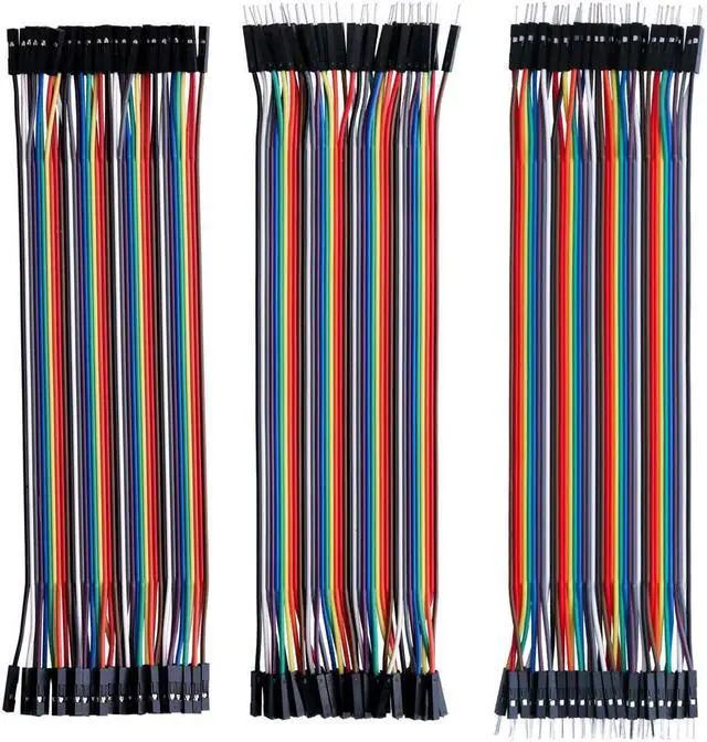 Main image of 120pcs Multicolored Dupont Wire 20cm 40pin Male to Female, 40pin Male to Male, 40pin Female to Female Breadboard Jumper Wires Ribbon Cables Kit for arduino
