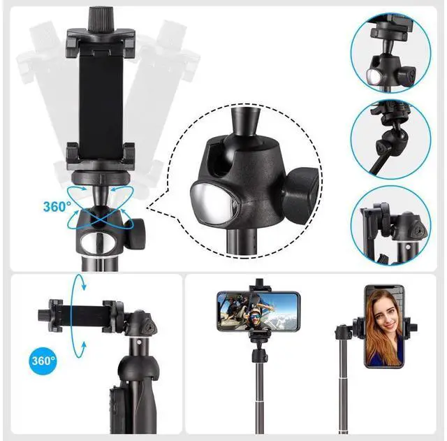 Alt view image 5 of 7 - Selfie Stick Tripod,40 Inch Extendable Selfie Stick Tripod with Wireless Remote Control,Compatible with iPhone 6 7 8 X Plus, Samsung Galaxy S9 Note8