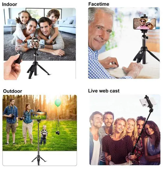 Alt view image 7 of 7 - Selfie Stick Tripod,40 Inch Extendable Selfie Stick Tripod with Wireless Remote Control,Compatible with iPhone 6 7 8 X Plus, Samsung Galaxy S9 Note8