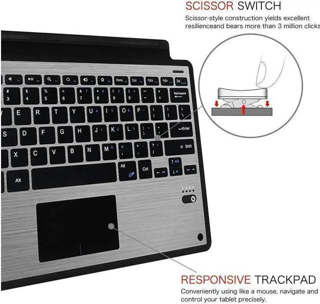 Alt view image 3 of 7 - Wireless Bluetooth Keyboard For Microsoft Surface Pro 3 Pro 4 Pro 5 with Touchpad Werleo Ultra-Slim Portable Aluminum Wireless Bluetooth Keyboard For Surface Pro 3 / Surface Pro 4 / Pro 5