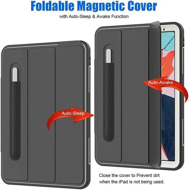 Alt view image 3 of 6 - iPad Pro 11" 2018 Case,Heavy Duty Three Layer Smart Protective Cover with Pencil Holder & Stand & Auto Sleep / Wake Function & Built-in Screen Protector for Apple iPad Pro 11" 2018