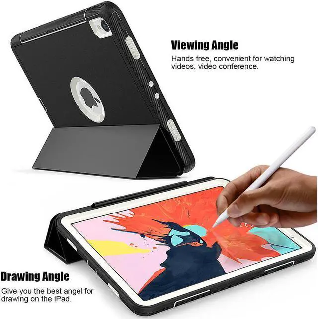 Alt view image 4 of 6 - iPad Pro 11" 2018 Case,Heavy Duty Three Layer Smart Protective Cover with Pencil Holder & Stand & Auto Sleep / Wake Function & Built-in Screen Protector for Apple iPad Pro 11" 2018