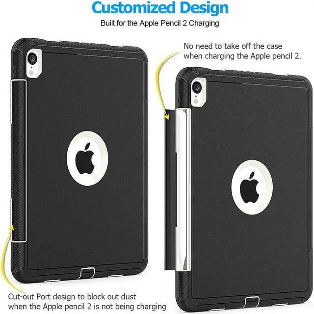 Alt view image 5 of 6 - iPad Pro 11" 2018 Case,Heavy Duty Three Layer Smart Protective Cover with Pencil Holder & Stand & Auto Sleep / Wake Function & Built-in Screen Protector for Apple iPad Pro 11" 2018