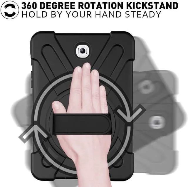 Alt view image 3 of 7 - Galaxy Tab S2 9.7 Case Werleo Full-Body Shockproof Anti-Slip Protective Case with 360 Degrees Rotatable Kickstand Hand Strap & Shoulder Strap for Samsung SM-T810 SM-T815 SM-T813 Tablet Cover