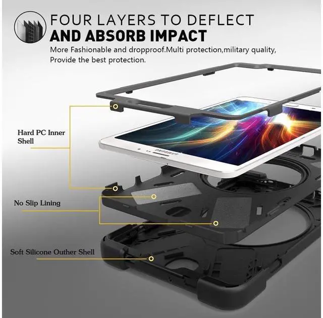 Alt view image 4 of 7 - Galaxy Tab S2 9.7 Case Werleo Full-Body Shockproof Anti-Slip Protective Case with 360 Degrees Rotatable Kickstand Hand Strap & Shoulder Strap for Samsung SM-T810 SM-T815 SM-T813 Tablet Cover