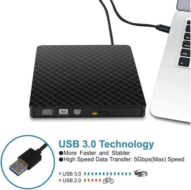Alt view image 2 of 7 - External CD Drive, Portable USB 3.0 DVD Drive High Speed Data Transfer DVD CD +/- RW Writer Burner Rewriter DVD/CD-ROM Drives for Laptop Desktops Windows Mac OSX