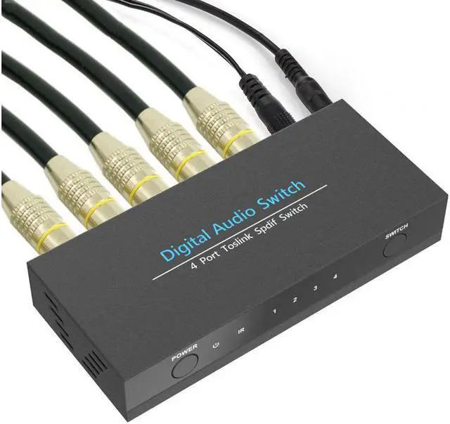Alt view image 5 of 6 - Digital Optical Audio Switcher 4 in 1 out Switch SPDIF Toslink 4x1 with IR Control and DC Power Adapter Supports 5.1CH/ LPCM2.0/ DTS/Dolby-AC3