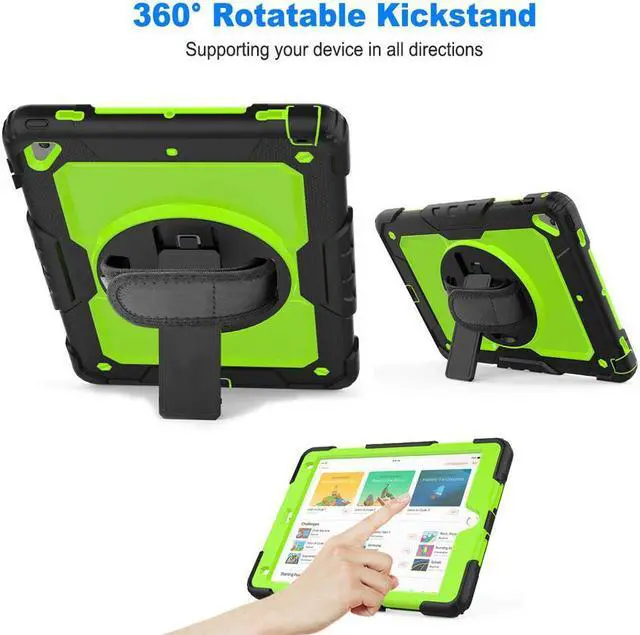Alt view image 3 of 5 - iPad 6th/5th Generation Case, New iPad 9.7 Inch 2018/2017 Case [Full-body] & [Shock Proof] Hybrid Armor Protective Case with 360 Rotating Stand & Strap for iPad 5th/6th/ Air 2/ Pro 9.7