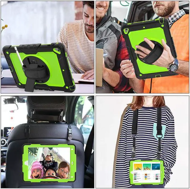 Alt view image 5 of 5 - iPad 6th/5th Generation Case, New iPad 9.7 Inch 2018/2017 Case [Full-body] & [Shock Proof] Hybrid Armor Protective Case with 360 Rotating Stand & Strap for iPad 5th/6th/ Air 2/ Pro 9.7