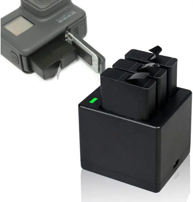 Alt view image 2 of 7 - GoPro Rechargeable Battery 2 Pack x 1500mAh and 3-Channel Charger for GoPro Hero 5 Black,Hero 6 Black, Hero 7 Black Hero 2018 Hero 8 (Fully Compatible with Original)