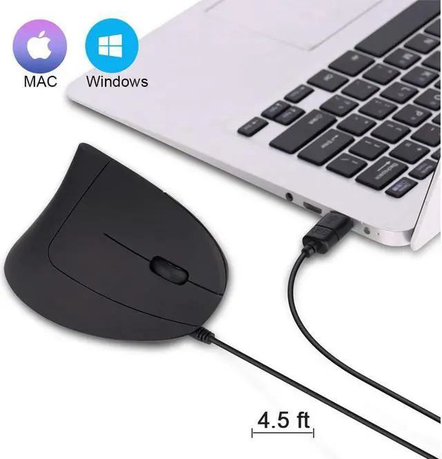 Alt view image 6 of 7 - Wired Vertical Mouse, Optical Ergonomic Mouse with 4 Adjustable DPI 800/1200/2000/3200, 6 Buttons USB Computer Mouse with 4 Colors LED Light