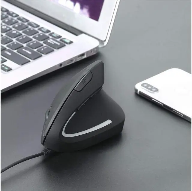 Alt view image 7 of 7 - Wired Vertical Mouse, Optical Ergonomic Mouse with 4 Adjustable DPI 800/1200/2000/3200, 6 Buttons USB Computer Mouse with 4 Colors LED Light