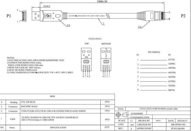 Alt view image 6 of 6 - USB Console Cable,6ft USB to RJ45 FTDI Chip RS232 Console Cable for Routers/AP Router/Switch/Windows 7, 8 (1.8m, Blue)
