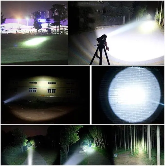 Alt view image 6 of 7 - 2800 Lumen Rechargeable Handheld Flashlight LED Searchlight Bright Outdoor Tactical Spotlight IP65 Waterproof CREE T6 Dimmable LED Torch Floodlight Lamp For Camping Lantern Hiking Hunting Black
