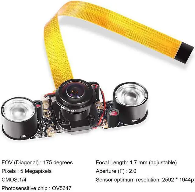 Alt view image 4 of 7 - Raspberry PI Camera Module 5MP 1080p OV5647 Sensor HD Video Webcam Supports Night Vision for Raspberry Pi Model B/B+ A+ RPi 3/2/1/zero/zero W with FFC/FPC Cable (Raspberry pi Camera)