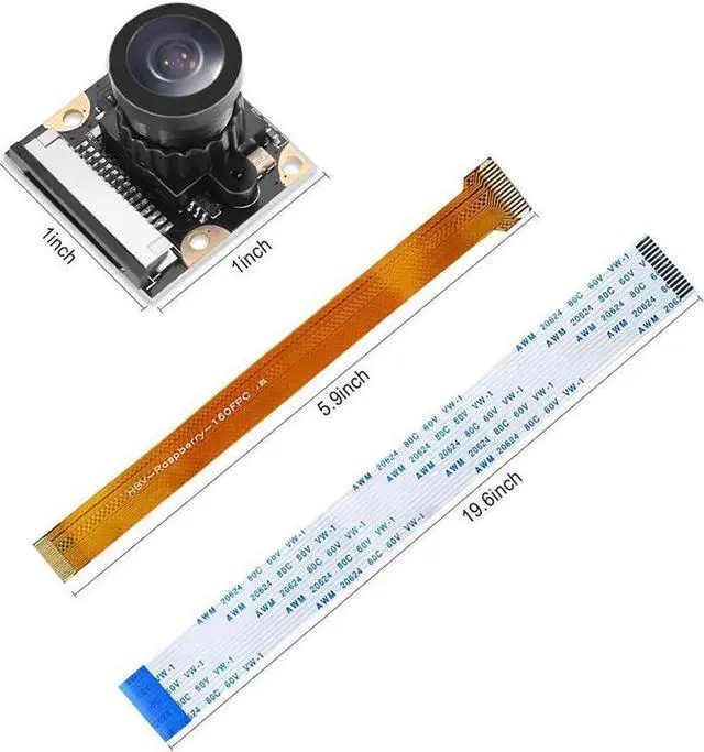 Alt view image 4 of 7 - Raspberry Pi Zero W Camera Module 5MP Wide Angle 160 Degree Fisheye Lens Camera OV5647 1080P Sensor HD Webcam Video with Zero Cable for Raspberry Pi Model 3 B/B+ A+ RPi 3/2/1/zero/zero W