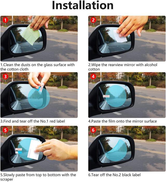Alt view image 6 of 7 - Anti-fog Car Rearview Mirror Film Anti Water Mist Anti-glare Anti-Scratch Rainproof HD Clear Nano Protective Film for Side Window Bathroom Vanity and Other Glass Mirrors - 2PCS