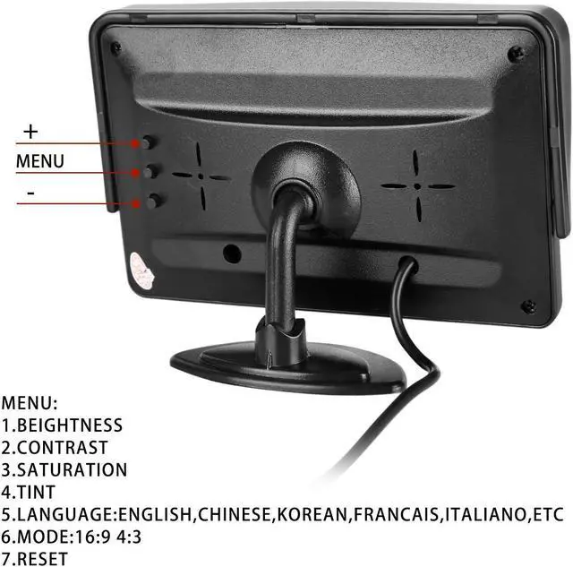 Alt view image 5 of 7 - Werleo Backup Rear View Car Camera Screen Monitor System Universal License Plate Reverse Car Rear View Camera Waterproof Night Vision + 4.3 inch LCD Rearview Monitor for Vehicles Truck Van Caravan