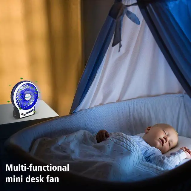 Alt view image 2 of 6 - Desk Fan Personal Portable Mini USB Rechargeable Cooling Fan with LED Light for Traveling Room Office Car Household Outdoor