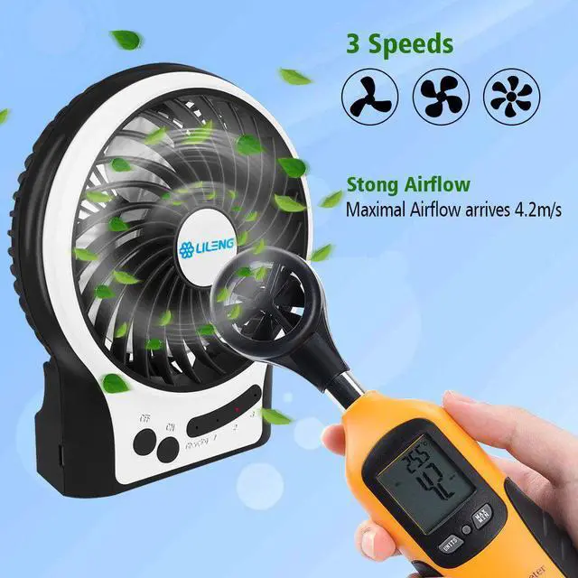 Alt view image 5 of 6 - Desk Fan Personal Portable Mini USB Rechargeable Cooling Fan with LED Light for Traveling Room Office Car Household Outdoor