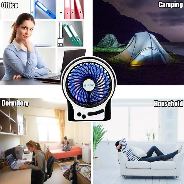 Alt view image 6 of 6 - Desk Fan Personal Portable Mini USB Rechargeable Cooling Fan with LED Light for Traveling Room Office Car Household Outdoor
