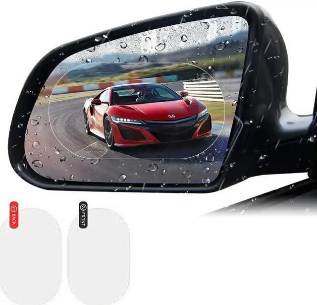 Alt view image 2 of 7 - Car Rear View Mirror Film,HD Clear Nano Screen Protector,Anti Glare Rain-Proof Anti Water Mist for Rearview Mirror Protective Film 2 Pack 100x145mm
