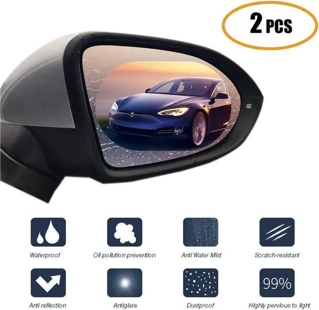 Main image of Car Rear View Mirror Film,HD Clear Nano Screen Protector,Anti Glare Rain-Proof Anti Water Mist for Rearview Mirror Protective Film 2 Pack 100x145mm
