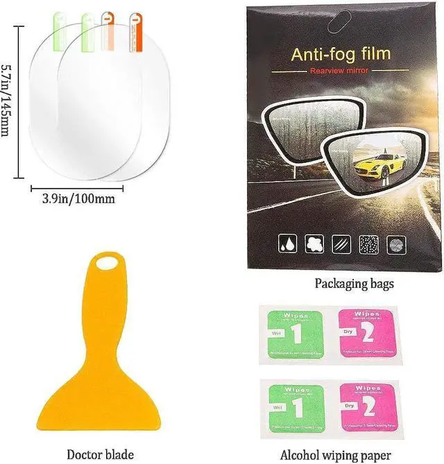 Alt view image 6 of 7 - Car Rear View Mirror Film,HD Clear Nano Screen Protector,Anti Glare Rain-Proof Anti Water Mist for Rearview Mirror Protective Film 2 Pack 100x145mm