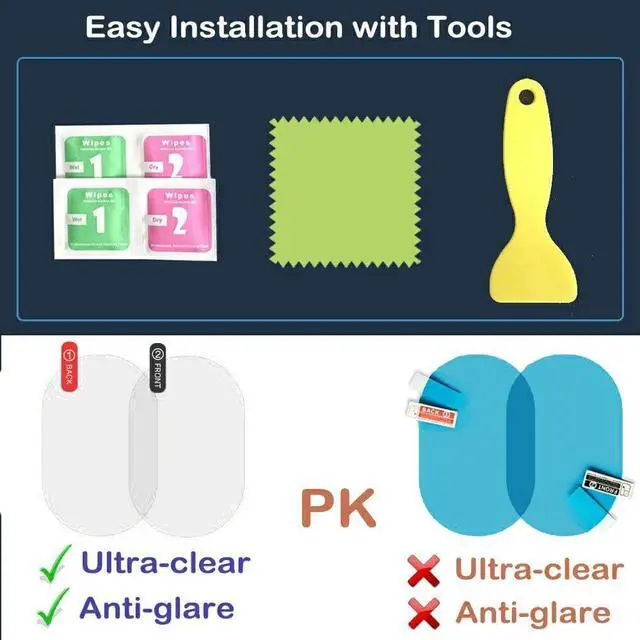 Alt view image 5 of 7 - Car Rear View Mirror Film,HD Clear Nano Screen Protector,Anti Glare Rain-Proof Anti Water Mist for Rearview Mirror Protective Film 2 Pack 100x145mm