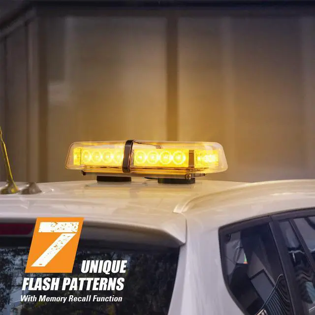 Alt view image 6 of 7 - Werleo 24 LED 24 Watts Emergency Hazard Warning LED Mini Bar Strobe Light for Snow Plow Police Trucks Vehicles with Magnetic Base and16 ft Straight Cord with 2 Seperate Button's Cigarette Plug