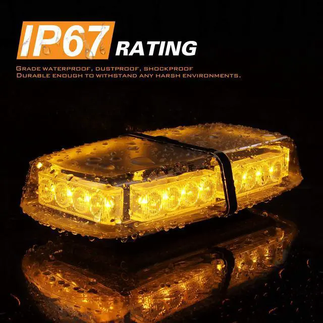 Alt view image 5 of 7 - Werleo 24 LED 24 Watts Emergency Hazard Warning LED Mini Bar Strobe Light for Snow Plow Police Trucks Vehicles with Magnetic Base and16 ft Straight Cord with 2 Seperate Button's Cigarette Plug