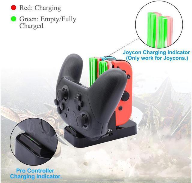 Alt view image 5 of 7 - Charger for Nintendo Switch Pro Controllers and Joy-Cons,Charging Stand for Nintendo Switch with 2 Type-C USB Ports and 1 Type-C USB Charger Cable