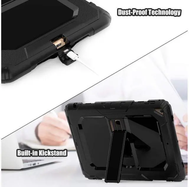 Alt view image 4 of 7 - iPad 5th / 6th Generation Cases iPad Air 2 Cover Heavy Duty Rugged Shockproof Silicone Protective Case With Stand & Shoulder Strap For Apple iPad Air 2 / iPad Pro 9.7 / iPad 9.7 2017 2018