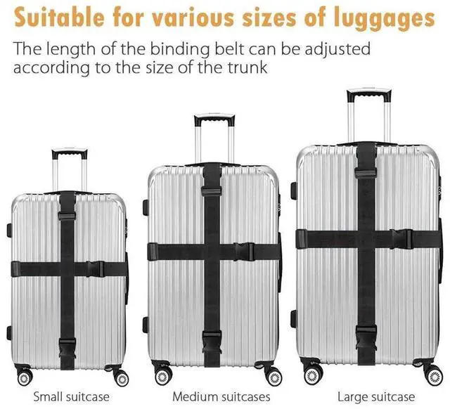 Alt view image 2 of 7 - 2 Pack Luggage Straps, Heavy Duty Non-Slip Adjustable Travel Accessories Suitcase Baggage Belts Bag Bungee