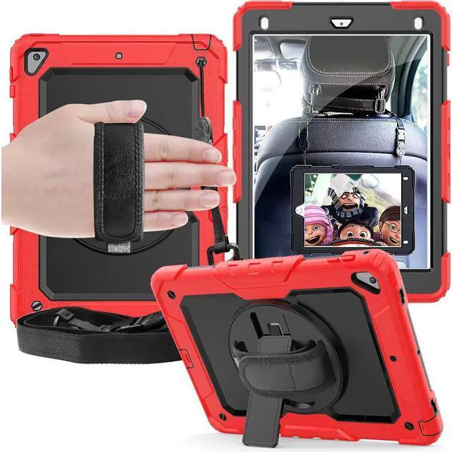 Main image of New iPad 9.7 Inch 2018 2017 Case iPad 6th 5th Generation Case Full-body Shock Proof Hybrid Armor Protective Case Cover with 360 Rotating Stand & Strap for Apple iPad 5th / 6th iPad Air 2 iPad Pro 9.7