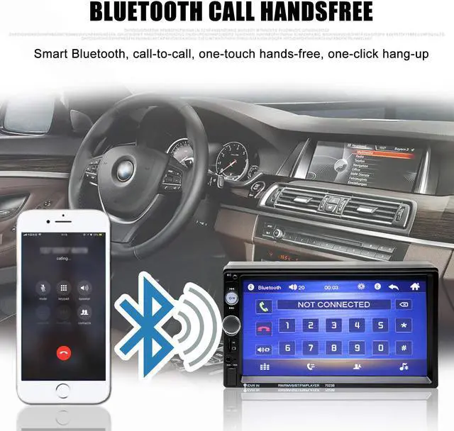 Alt view image 5 of 7 - Double Din Car Stereo in-Dash Bluetooth Touch Screen 7 inch with Rear-View Camera,Video MP5/4/3 Player, Radio FM, Car Stereo Receiver, Support Steering Wheel Remote Control, Mirror Link, Caller ID