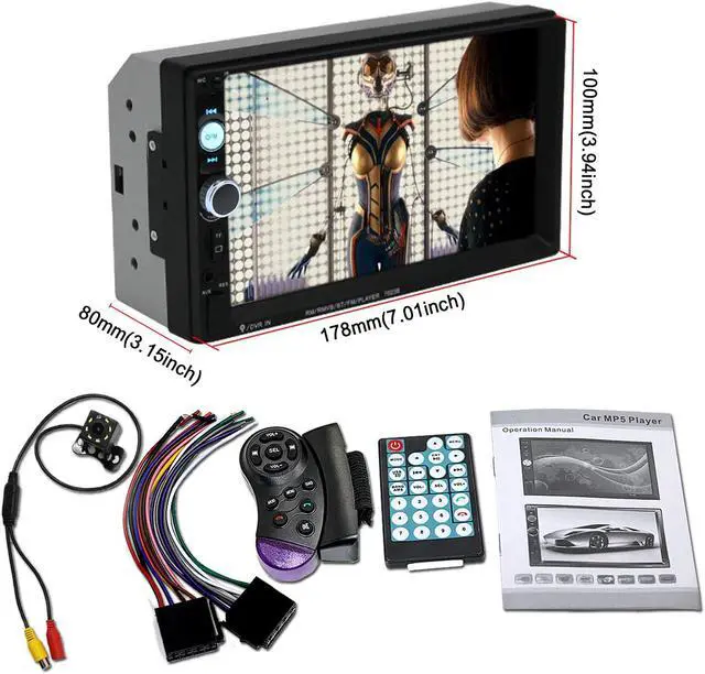 Alt view image 6 of 7 - Double Din Car Stereo in-Dash Bluetooth Touch Screen 7 inch with Rear-View Camera,Video MP5/4/3 Player, Radio FM, Car Stereo Receiver, Support Steering Wheel Remote Control, Mirror Link, Caller ID