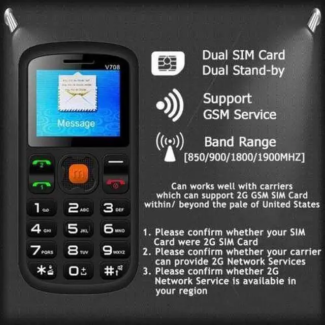 Alt view image 4 of 7 - Senior Cell Phone UNIWA V708 2G GSM Mobile Phone Dual SIM SOS Large Button 1.77 Inch Screen 800mAh Battery Large Digital Emergency Phone with Charging Cradle for Senior Elderly Kids Old Man