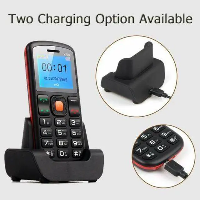 Alt view image 2 of 7 - Senior Cell Phone UNIWA V708 2G GSM Mobile Phone Dual SIM SOS Large Button 1.77 Inch Screen 800mAh Battery Large Digital Emergency Phone with Charging Cradle for Senior Elderly Kids Old Man