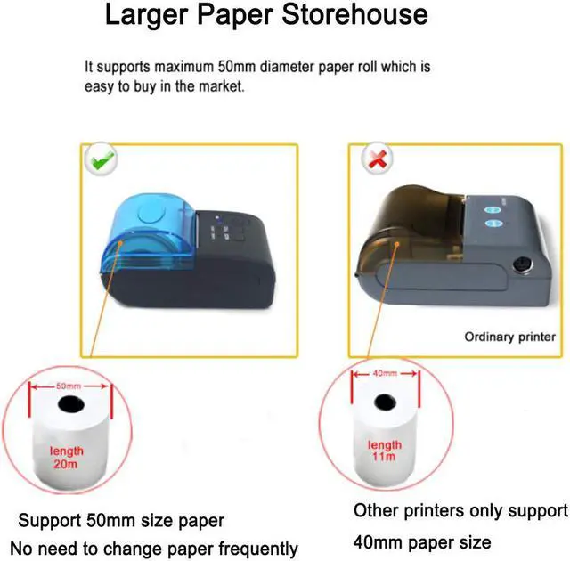 Alt view image 3 of 7 - WERLEO Bluetooth 4.0 Large Paper Warehouse Receipt Thermal Printer Portable 58mm Personal Bill Printer Wireless POS Compatible with iOS Android Windows Do not Support Square