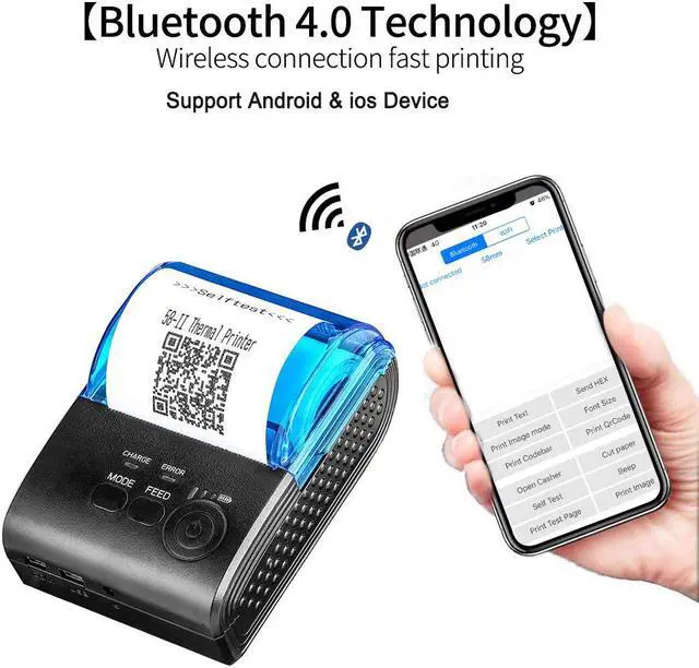 Alt view image 2 of 7 - WERLEO Bluetooth 4.0 Large Paper Warehouse Receipt Thermal Printer Portable 58mm Personal Bill Printer Wireless POS Compatible with iOS Android Windows Do not Support Square
