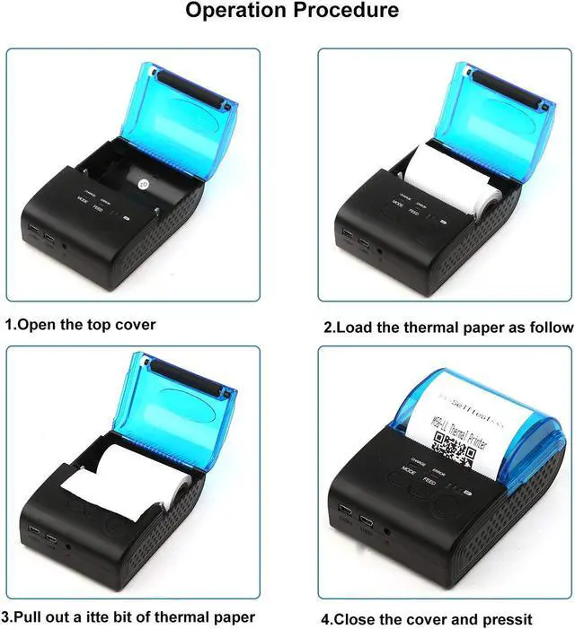 Alt view image 6 of 7 - WERLEO Bluetooth 4.0 Large Paper Warehouse Receipt Thermal Printer Portable 58mm Personal Bill Printer Wireless POS Compatible with iOS Android Windows Do not Support Square