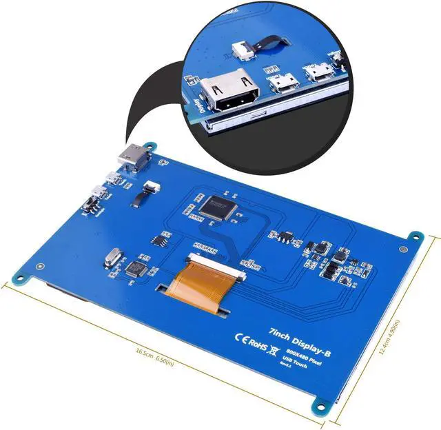 Alt view image 3 of 6 - WERLEO 7 Inch Capacitive Touch Screen TFT LCD Display HDMI Module 800x480 for Raspberry Pi 3 2 Model B and RPI 1 B+ A BB Black PC Various Systems