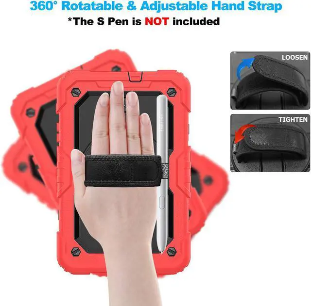 Alt view image 2 of 7 - Samsung Tab A 8.0 2018 Case Model SM-T387 with 360 Hand Strap & Stand Adjustable Shoulder Strap Full Body Protection Case Cover for Galaxy Tab A 8.0 with Pencil Holder & Built-in Screen Protector